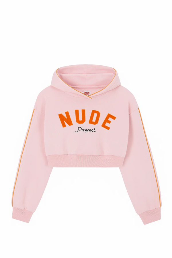 Poleron Nude Project Varsity Cropped Rosado