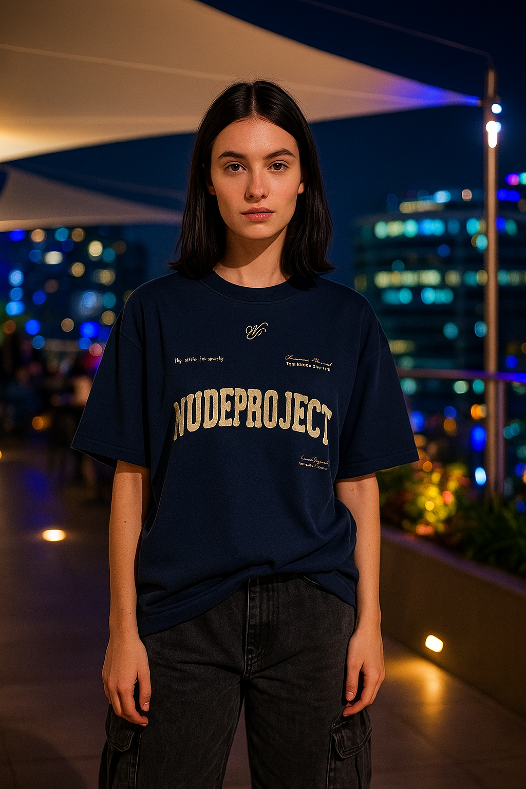 Polera Nude Project Varsity Tee Navy